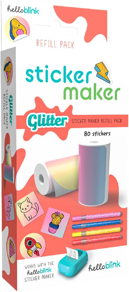 Hello Blink - Sticker Maker - Refill Pack with 80 Glitter Stickers - Children Ages 8+