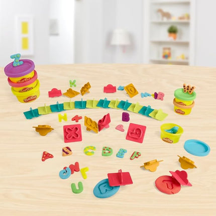 Play-Doh Fundamentals Letters with 26 Letter Stamper Tools, 6 Cans of Assort. Colors, Back to School Classroom Supplies, Kids Arts & Crafts, Preschool Toys, Ages 3+
