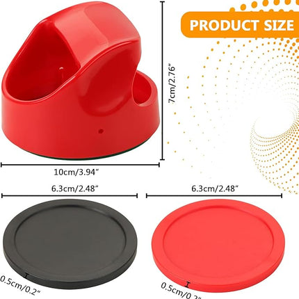 1 Set 100mm Air Hockey Pushers and Air Hockey Pucks Great Goal Handles Pushers Goal Handles Paddles Replacement Accessories - 2 Red Pushers and 4 Pucks (2 Red and 2 Black)
