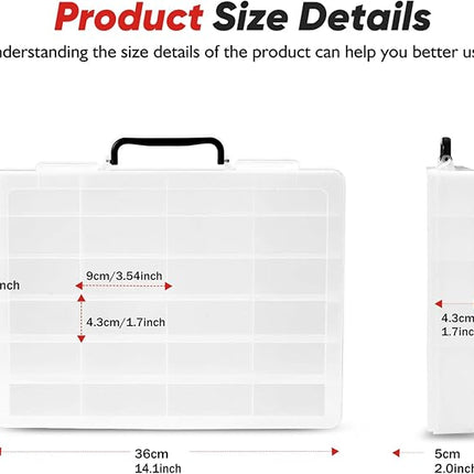 Toy Storage Organizer Case for Hot Wheels Car, for Matchbox Cars, for Mini Toys, for Small Dolls. Carrying Box Container Carrier with 24 Compartments (Box Only) (Transparent)