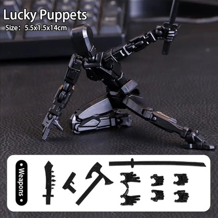 Titan13 Action Figure, Lucky Robot 13 Action Figures, 3D Printed Multi-Jointed Movable Action Figure, Dummy Robot 13 Action Figures for Desktop Decorations Game Gifts(Black)