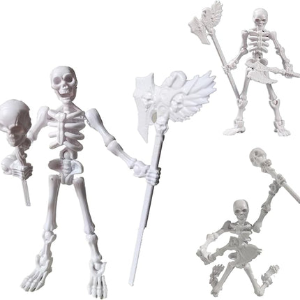 T13 Skeleton Action Figure, Movable Articulated Human Skeleton, 5.12-in Action Figure Wearing Multiple Sets of Weapons, Can Be Painted, Suitable for Collectors As Desktop Decorations (3pcs)