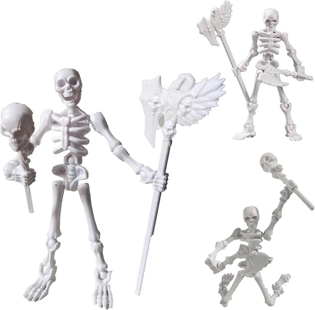 T13 Skeleton Action Figure, Movable Articulated Human Skeleton, 5.12-in Action Figure Wearing Multiple Sets of Weapons, Can Be Painted, Suitable for Collectors As Desktop Decorations (3pcs)