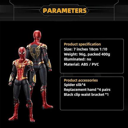 No Way HomeSpiderman Action Figures-7 Inch All Joints Movable Exquisite Collection Gift Toy (Gold & Red)