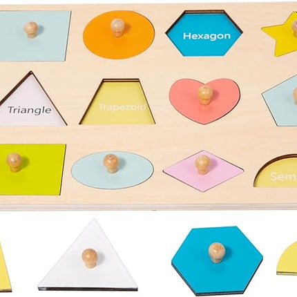 Adena Montessori Wooden Cognition Knob Puzzles Baby & Toddler Development Toy