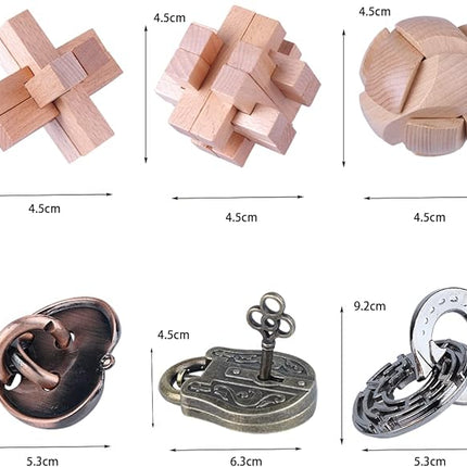 Brain Teaser Puzzle for Adults Puzzles Metal Hole Lock Adult Educational Toy Jigsaw IQ Puzzle（6 Pack） (Silver)