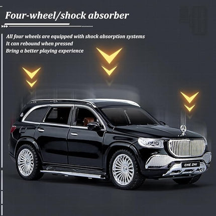 1/24 Scale Benz GLS600 SUV Toy Car, Zinc Alloy Diecast Car Model with Sound Light and Pull Back Function, Collectible Children's Toy Vehicles for Boys Adults Gift
