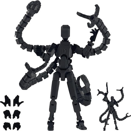 Assembly Completed T13 Action Figure,T13 Action Figure Multi-Jointed Movable,Ultimate Desktop Decor for Lovers t-13 Movability 3D Printed Toys (Black, 5.5in)