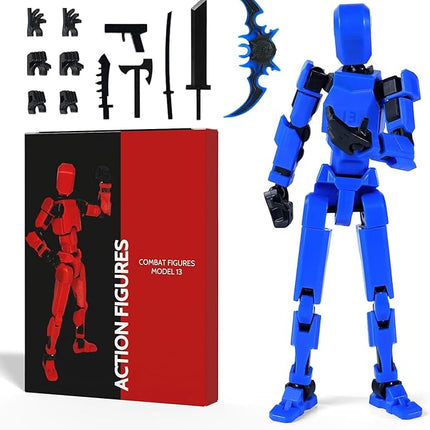 T13 Action Figure,Magnetic Travel Toys for Kids,Lucky 13 Movable Figures,Multiple Gestures and Play Styles,Tabletop Decorations and Gifts for Gaming Enthusiasts. (Blue)
