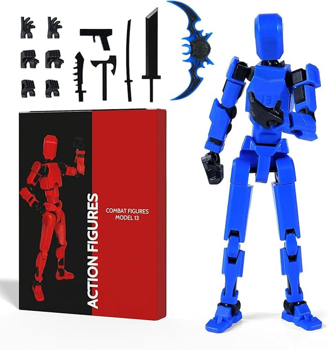 T13 Action Figure,Magnetic Travel Toys for Kids,Lucky 13 Movable Figures,Multiple Gestures and Play Styles,Tabletop Decorations and Gifts for Gaming Enthusiasts. (Blue)
