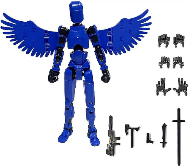WEAREWE 13 Action Figures Se13 Action Figure with Wing Multi-Jointed Movable Toy for Kids(DIY Wing-Blue)