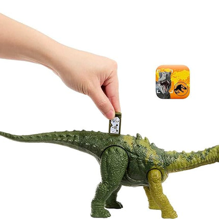 Mattel Jurassic World Wild Roar Dinosaur Toy with Sound & Attack Move, Nigersaurus Posable Action Figure Includes Digital Play, 11 inches Long