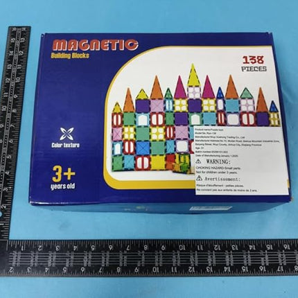 Ryoichi 138PCS Magnetic Building Tiles Set with 2 Cars, STEM Educational Construction Blocks & Montessori Learning Toys for Kids Ages 3-9+ Years