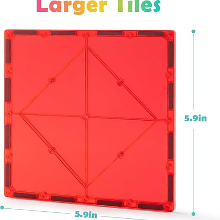 Gemmicc 6 PCS Large Magnetic Tiles,Jumbo Magnet Base Plates,STEM Magnetic Building Blocks for Kids Boys Girls