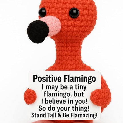 Tiny Flamingo Pink Lover - Emotional Support Crochet Dolls Positive Crochet Animals Emotional Support Plushies for Anxiety & Stress Relief Stuffed Animal Gift