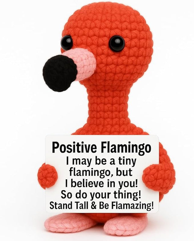 Tiny Flamingo Pink Lover - Emotional Support Crochet Dolls Positive Crochet Animals Emotional Support Plushies for Anxiety & Stress Relief Stuffed Animal Gift