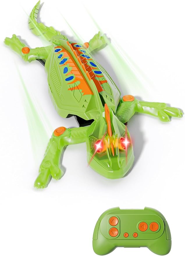 Glow-in-The-Dark Wall Climbing Chameleon, Remote Control Car Kids Toys with Rechargeable Indoor Wall Crawler Robot Geckos Toys Gifts for Boys & Girls Ages 3 & Up
