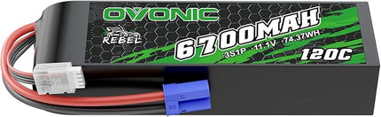 OVONIC 11.1V 120C 6700mAh 3S Lipo Battery with EC5 Plug for RC Car Boat Truck Helicopter Airplane Racing Models
