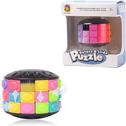 R.Y.TOYS Rotate and Slide Puzzle-Design Patent,Fidget Toys(Restore Order/Create Patterns) 12 Colors,3 Layers-Open Cover for Quick Play,Brain Teaser,Sensory Toys,Birthday Gifts,Easter Basket Stuffers