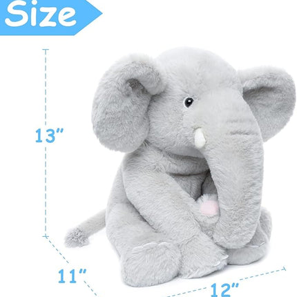 13" Gray Elephant Stuffed Animal - Plush Toy for Boys, Girls, Kids, Baby Shower, Bedtime, Birthday