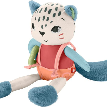 Fisher-Price Baby Toy Planet Friends Spotting Fun Snow Leopard Plush with Sensory Activities for Newborns Ages 3+ Months