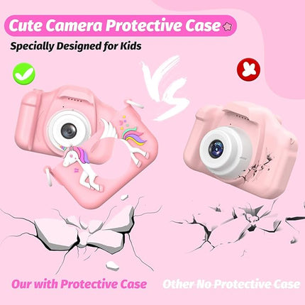 Upgrade Kids Camera for Girls, Christmas Birthday Gifts for Boys, 1080P HD Selfie Digital Video Camera for Toddlers, Cute Portable Little Girls Boys Gifts Toys for 3 4 5 6 Years Old