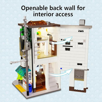 CaDA Master C66006W Japanese Bun House Building Set,MOC Construction Baozi Shop Brick Toy,1108PCS City House Block Kits for Adults