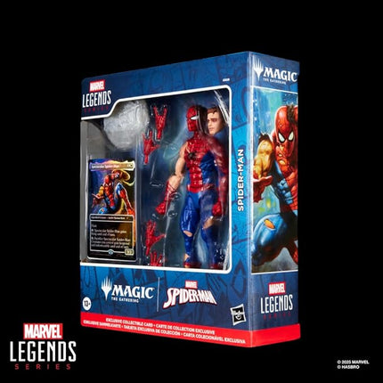 Spider-Man Marvel Legends Series Magic: The Gathering Battle-Damaged, 6-Inch Action Figure Toy & Exclusive Foil Collectible Card Game Trading Card