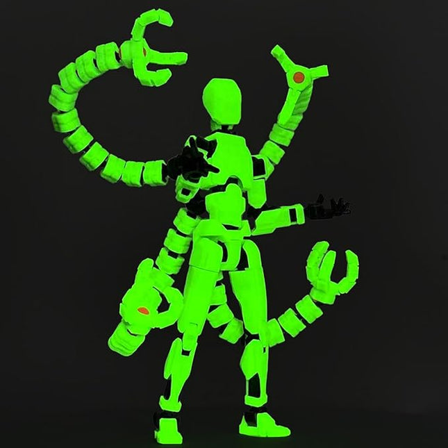 Already Assembled T13 Action Figure Accessories, T13 Multi-Jointed Movable,for Collectors Desktop Decorations t-13 Movability 3D Printed Toys (Luminous Green, 5.5 Inch)
