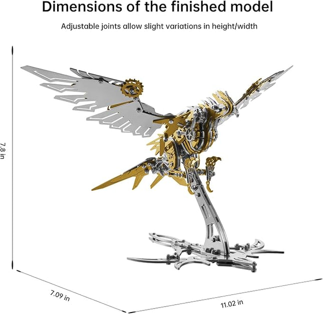 Eagle 3D Metal Model Kits for Adults and Teens,3D Metal Puzzles, Mechanical Assembly Models, Collectible Mechanical Engineering Crafts for Home Office Decoration & Gift (Yellow)