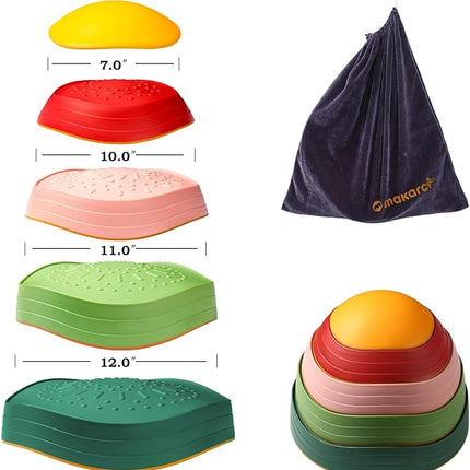 makarci Balance Stepping Stones for Kids, Non-Slip Toddlers Sensory Toys Outdoor or Indoor Play, Promoting Motor Skills and Confidence, Obstacle Course Coordination Toys for Children Age 3 4 5 6 7+