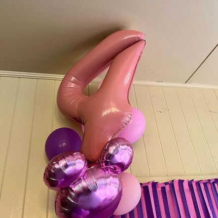 Smlpuame Pastel Pink 4 Balloons, 40 Inch Large Light Pink Foil Number Balloons 0-10, Self-Sealing 4th Birthday Balloon for Girls Women Anniversary Baby Shower Princess Party Decorations Supplies