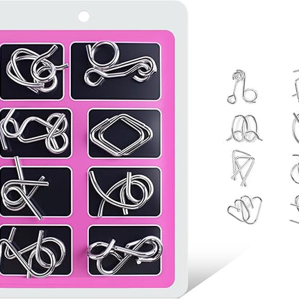 Metal Brain Teaser Puzzles Ring Educational Toys, Steel IQ Games Physics Mind Metal Puzzles for Adults, Unlock Interlock Game, Brain Teaser Puzzle for Party Favor Kids (C)