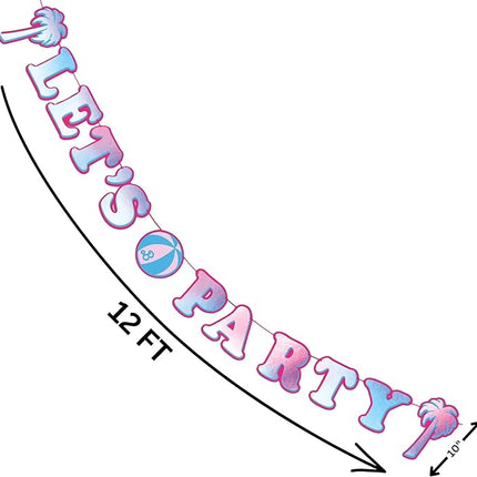 Premium Malibu Pink Barbie "Let's Party" Letter Banner - 10" x 12 ft (1 Pack) - Gorgeous & Durable Decoration for Unforgettable Celebrations - Barbie-Themed Parties