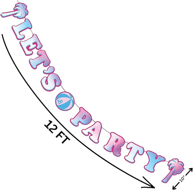 Premium Malibu Pink Barbie "Let's Party" Letter Banner - 10" x 12 ft (1 Pack) - Gorgeous & Durable Decoration for Unforgettable Celebrations - Barbie-Themed Parties