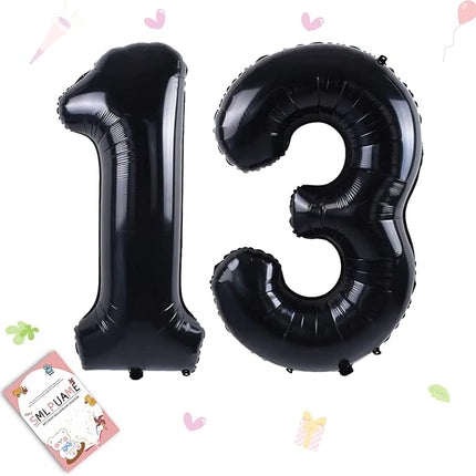 Smlpuame 40 inch Number Balloon 0-9 Black Large Number 13 Balloons,Digital Balloons for Birthday Party Celebration Decorations Supplies, Helium Foil Number Balloons for Wedding Anniversary