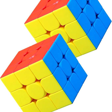CFMOUR 2 Pack 3x3 Speed Cube Set - Moyu Meilong 3C, Stickerless Magic Cubes Bundle 3x3x3- Fast Smooth Turning Vivid Colour Puzzle Game Brain Toy for Kids and Adult