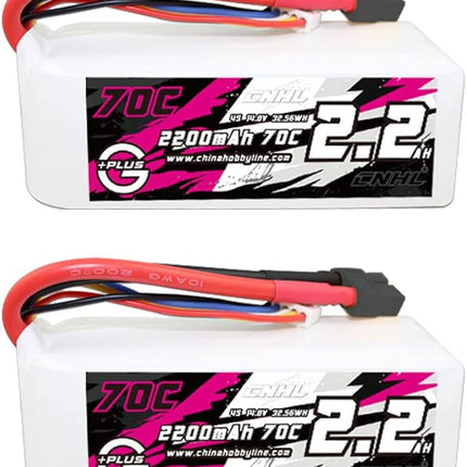 CNHL 4S Lipo Battery 2200mAh 70C 14.8V Soft Case with XT60 Plug for RC Car Airplane Truck Boat Heli Airplane Drone (2 Pack)