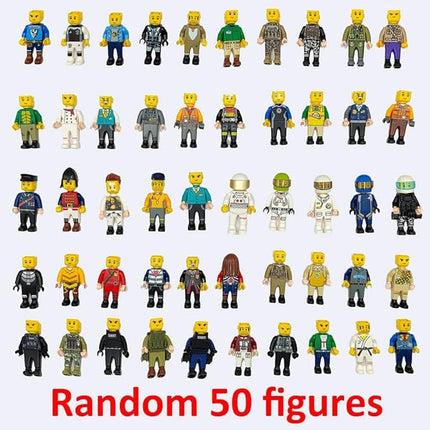 50pcs Action Figure, Minifigure Stuffer Toys Building Sets, WW2 Army Building Block Toys, Military US German Soldier Style Weapon Sets
