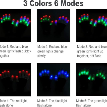 Luwint LED Colorful Flashing Finger Lighting Gloves, Glow Rave Cool Toys for Adult Teens