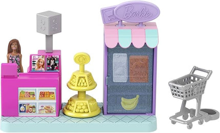 Barbie Mini Land DreamHouse & 3 Playsets with 4 1.5-Inch Dolls, Doll House Furniture & Accessories, Includes Pet Boutique, Hair Salon, & Supermarket