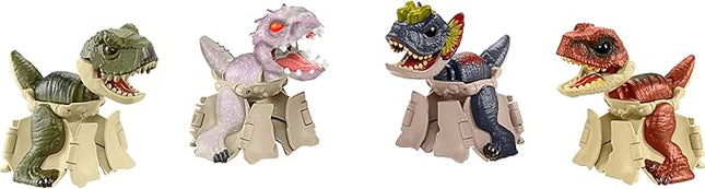 Mattel Jurassic World Hidden Hatchers Figure 4-Pack, Survival Instinct Set with 2-in-1 Transforming Toy, 8-Step Egg to Dinosaur