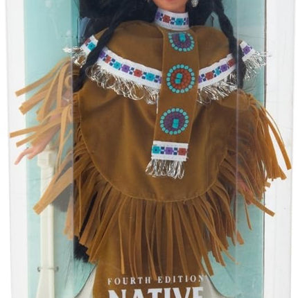 Barbie 1997 Collector Edition Dolls of the World 12 Inch Doll - Fourth Edition Native American Barbie with Poncho, Skirt, Headband, Moccasins, Jewelry, Hairbrush and Doll Stand