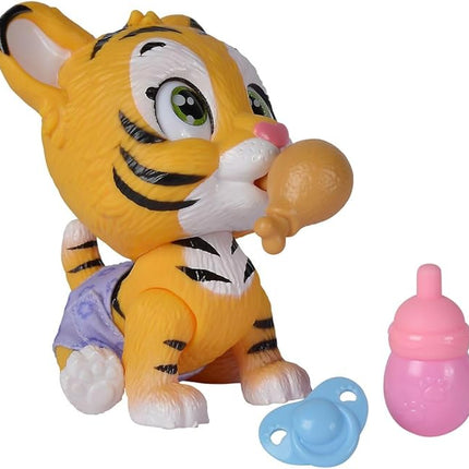 Simba Pamper Petz Tiger, Interactive Plush Toy, Stuffed Animal, Magic Paw, Drinking & Wetting Function, 15cm, 3+ Years