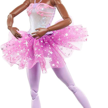 Barbie Dreamtopia Twinkle Lights Ballerina Doll with Brunette Hair & Light-Up Feature Wearing Removable Headband & Purple Tutu