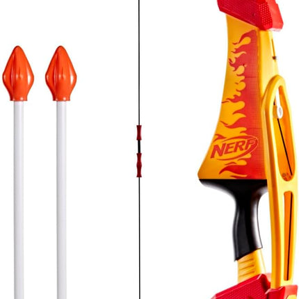 Nerf Pyrostrike Megabow, 42-Inch Bow Fires Arrows Up to 105 Feet, 2 Arrows with Soft Tips, Kids Outdoor Toys & Gifts, Ages 10+ (Amazon Exclusive)