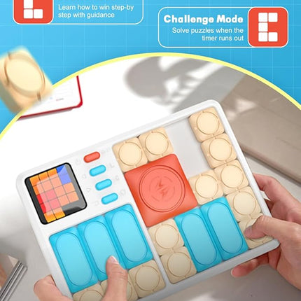 Super Slide Puzzle Games, Handheld Electronic Brain Teaser with 500+ Challenges 7 Levels for Boys, Girls, Adults - Portable Learning Toys Birthday Gifts for Travel, Road Trip, Easter Basket