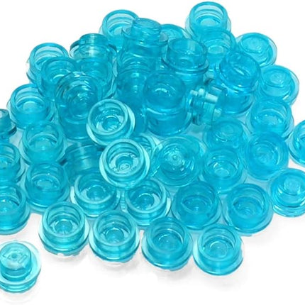 LEGO Parts: 100 Round Transparent Blue Plates 1x1