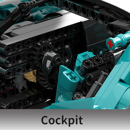 Adults Challenging Racing Car Building Blocks Kit，1:14 1391 Pieces Car Model Building Set DIY Toys for Boys (Green)