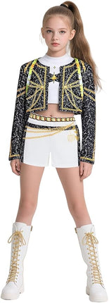 Girls Demon Pop Singer Hunters Costume 3-14 Years Stage Dance Idol Cosplay Outfit, Kids Halloween Costumes